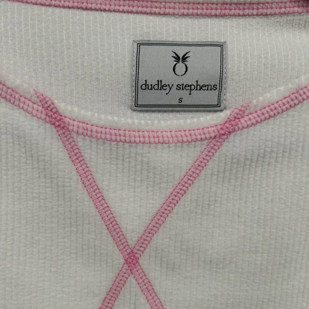 Dudley Stephens Somerset Ribbed Sweatshirt White and Pink Women’s  Small - Picture 3 of 3